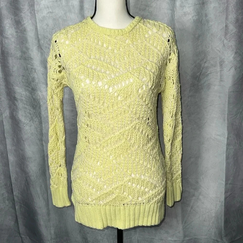 Universal Thread Yellow & Cream Open Knit Tunic Sweater - size XS